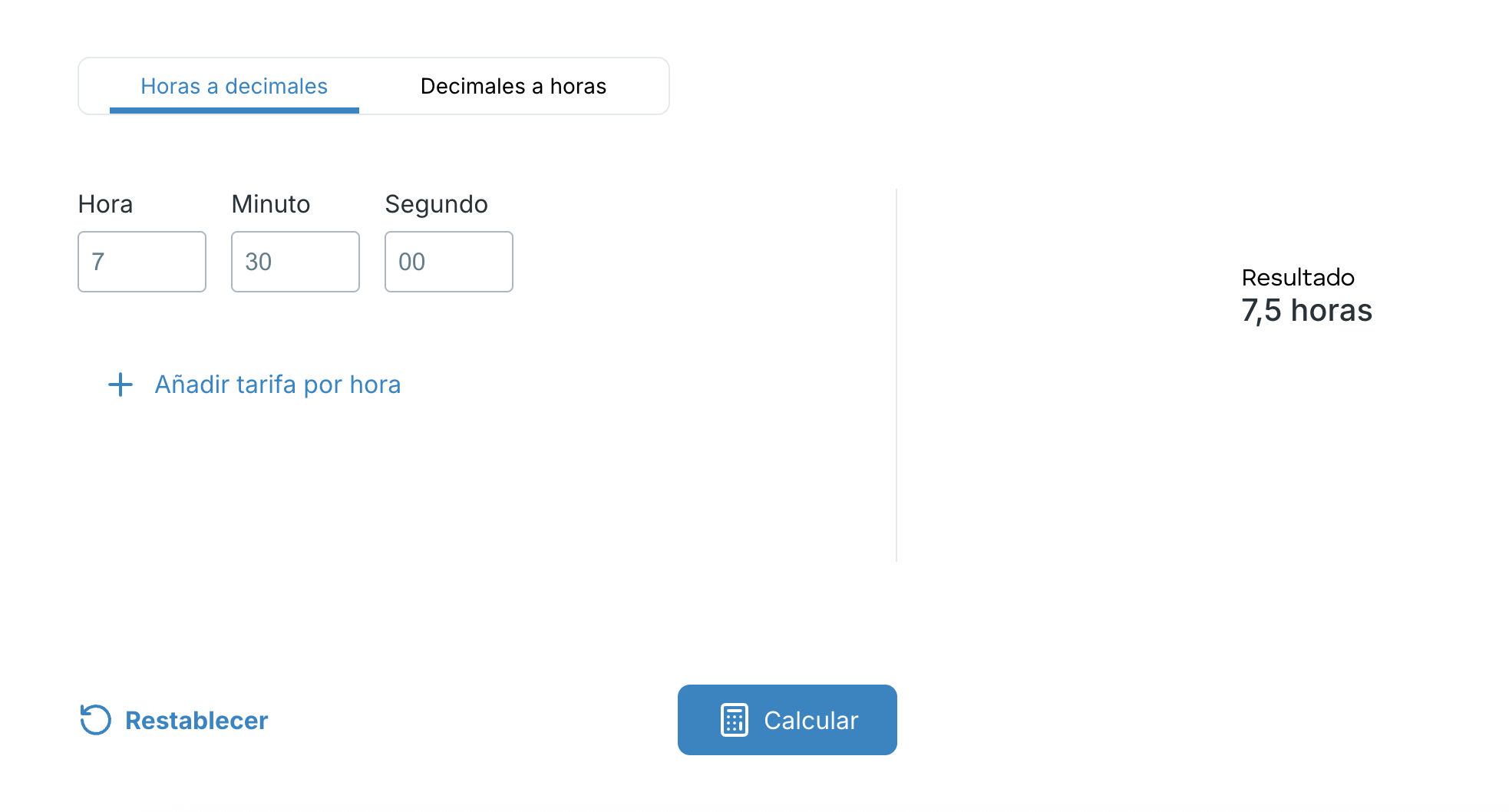 Los resultados se presentan en formato decimal