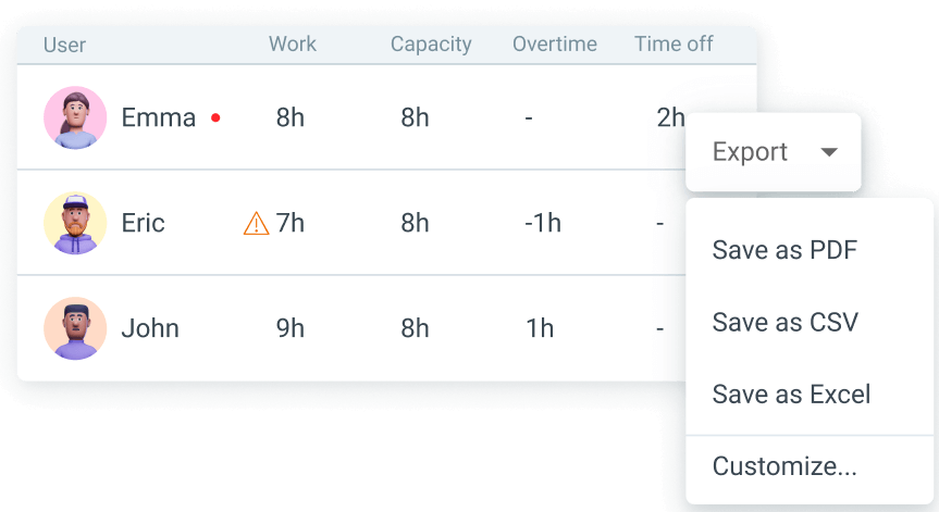 Export employee working hours with Clockify