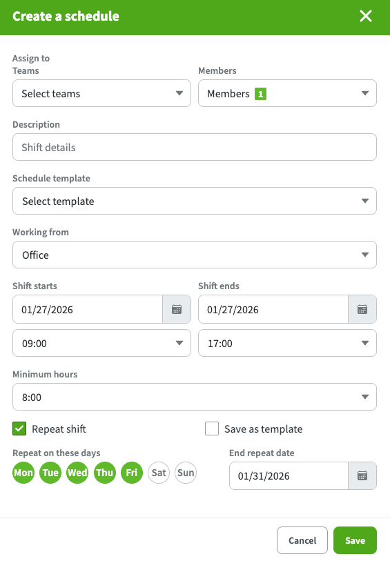 Creating a schedule in DeskTime