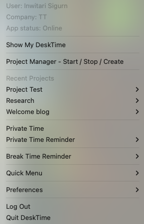 DeskTime&rsquo;s desktop app options