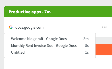 Hover over the URL to see document titles in DeskTime