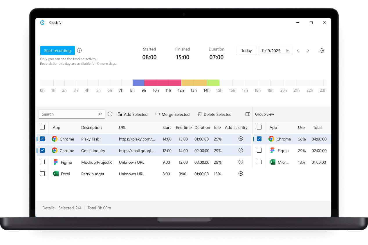Clockify time tracking on desktop