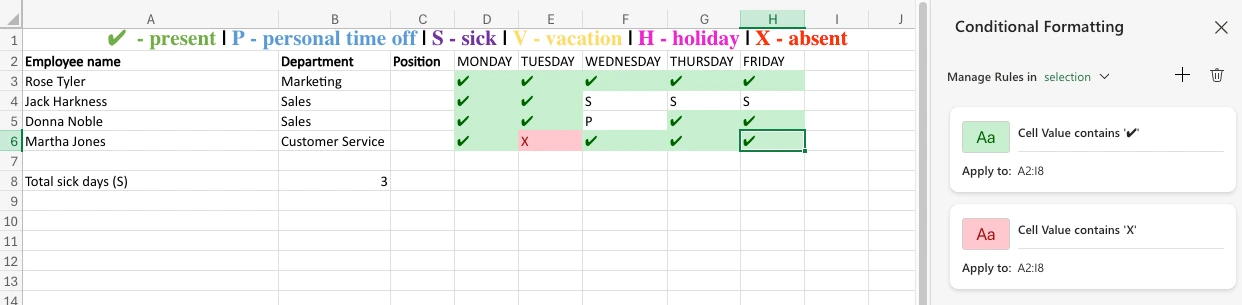 Use conditional formatting