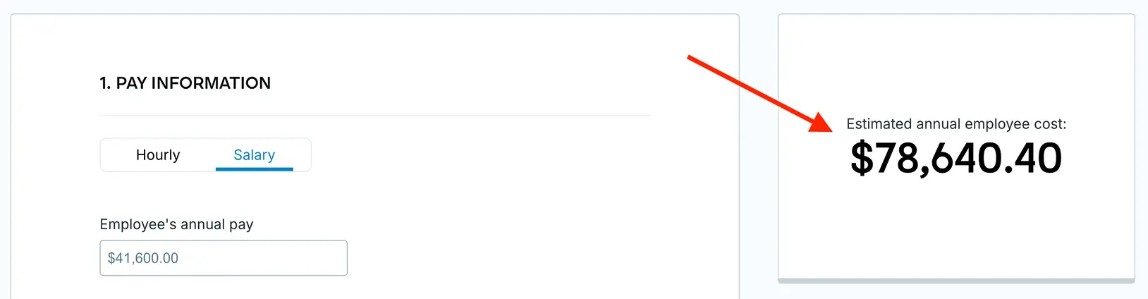 Your estimated annual employee cost