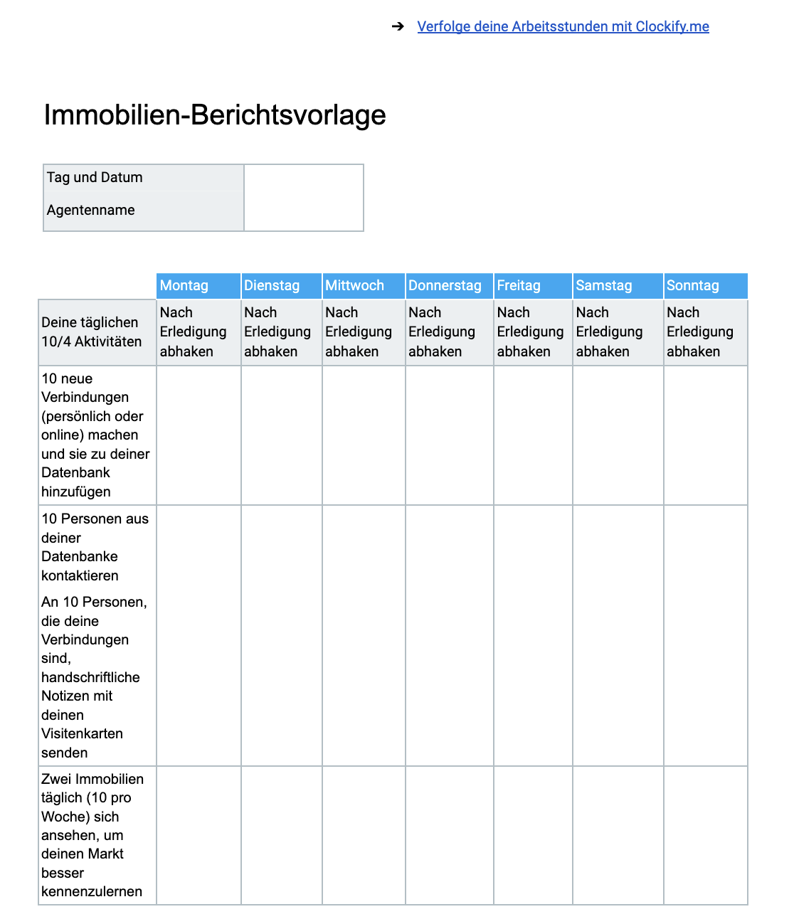 Immobilienbranche-Berichtsvorlage