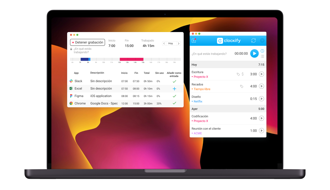 Rastreador automático en Clockify