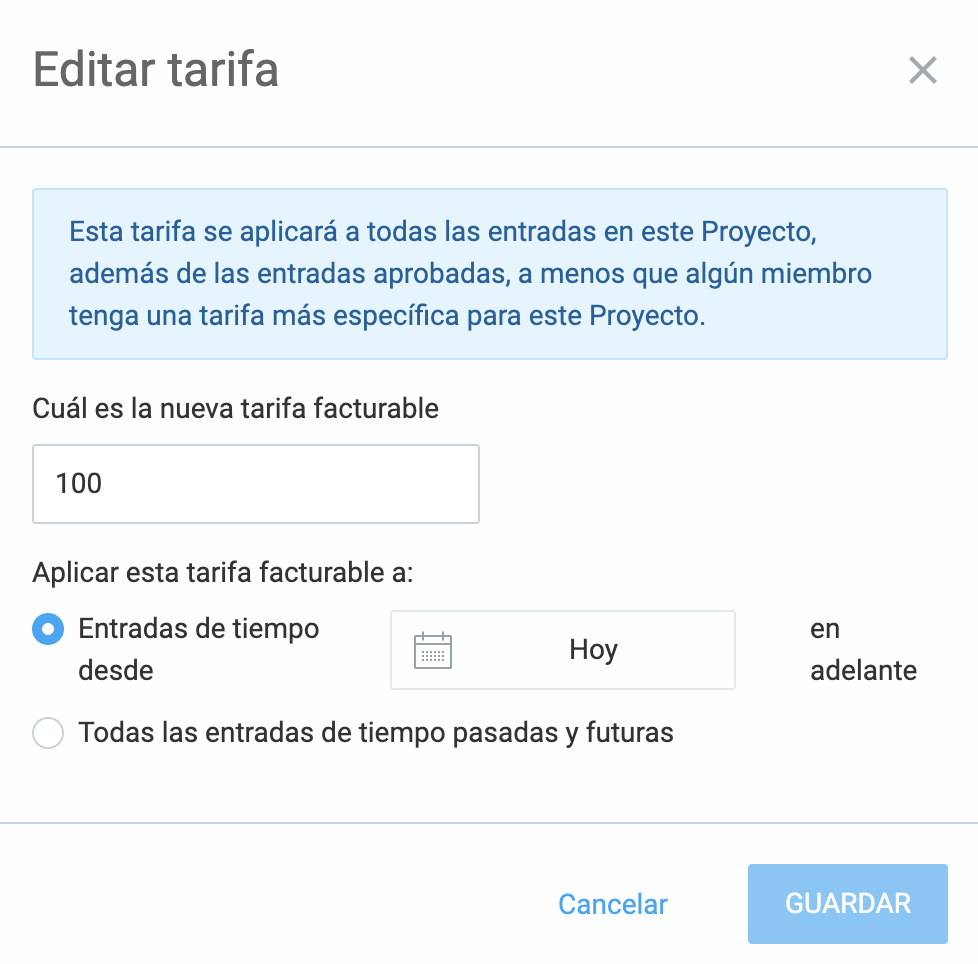 Tarifas en Clockify