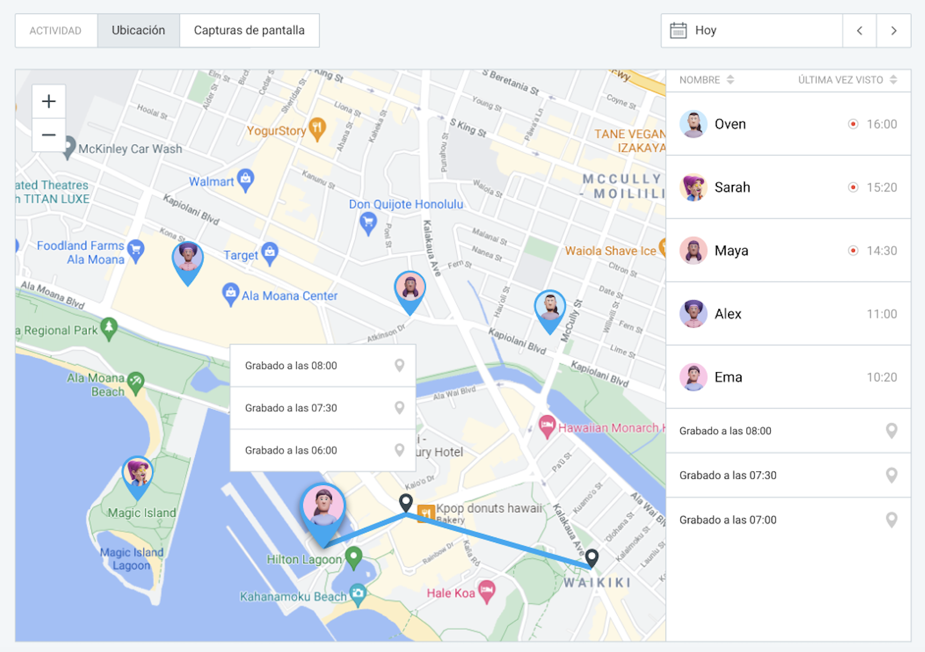 Ubicación GPS de los trabajadores de construcción fichados