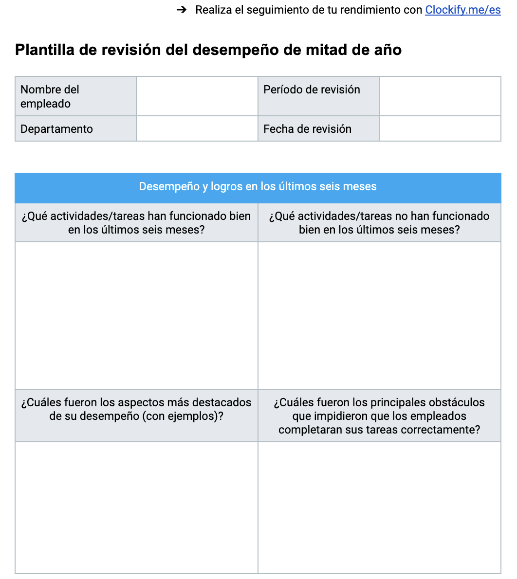 Plantilla de revisión del desempeño de mitad de año