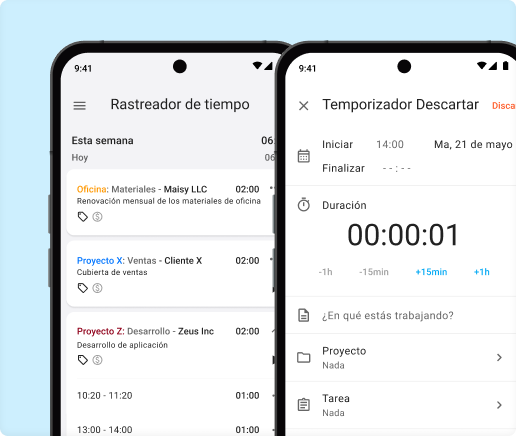 Aplicación móvil de control de tiempo para Android, iPhone y iPad