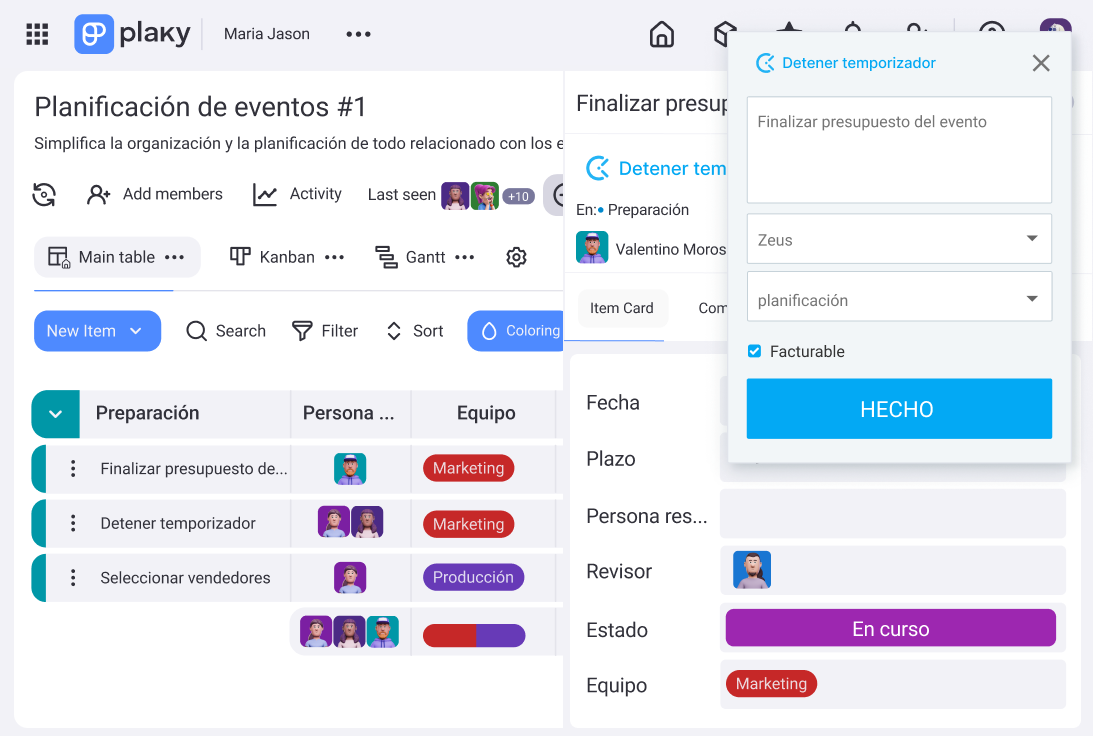 Integraciones de seguimiento de tiempo de Plaky con Clockify