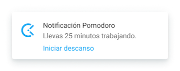 Temporizador Pomodoro: notificación de tomar un descanso