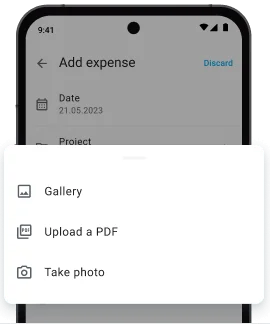 Receipt attachment options in Clockify mobile