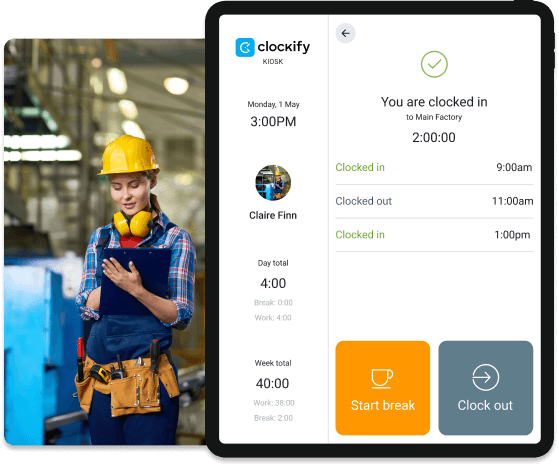 Pointeuse pour les ouvriers d'usine - Clockify