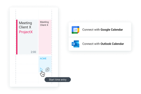 Synchronisation des calendriers Google et Outlook avec le calendrier de Clockify