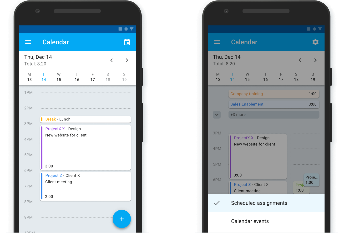 Calendar Clockify Features