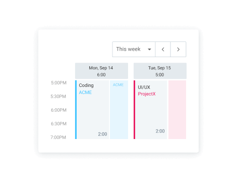 Função de calendário no Clockify