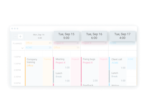 Função de calendário no Clockify