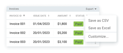 Export invoices