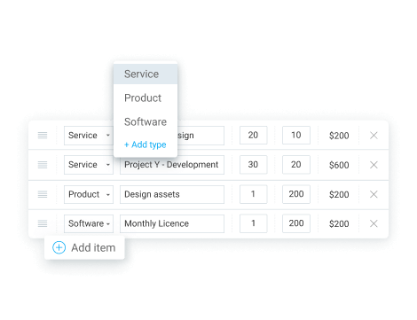 Billable items in an invoice