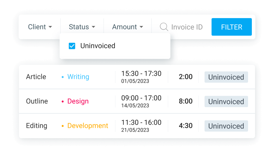 Invoicing clockify features