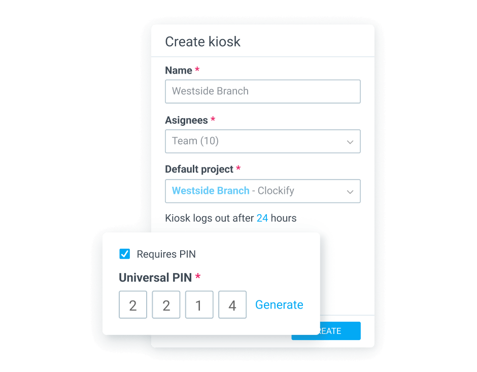 Kiosk Clockify Features