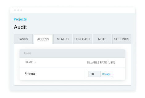 Project's member billable rate