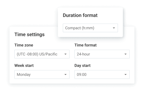 Entrada de hora e formatos de data em relatórios