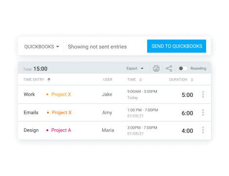 Integração do QuickBooks - transferência de entradas