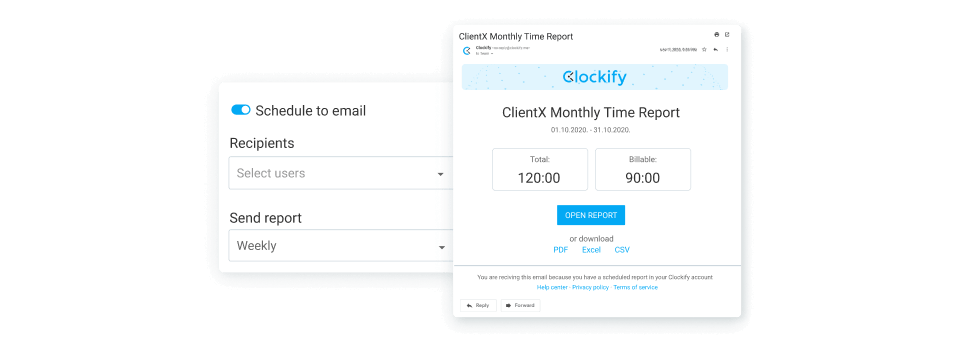 Relatórios programado para recebimento por e-mail