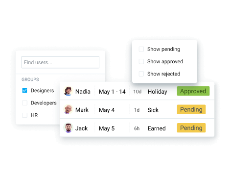 Filtering time off requests