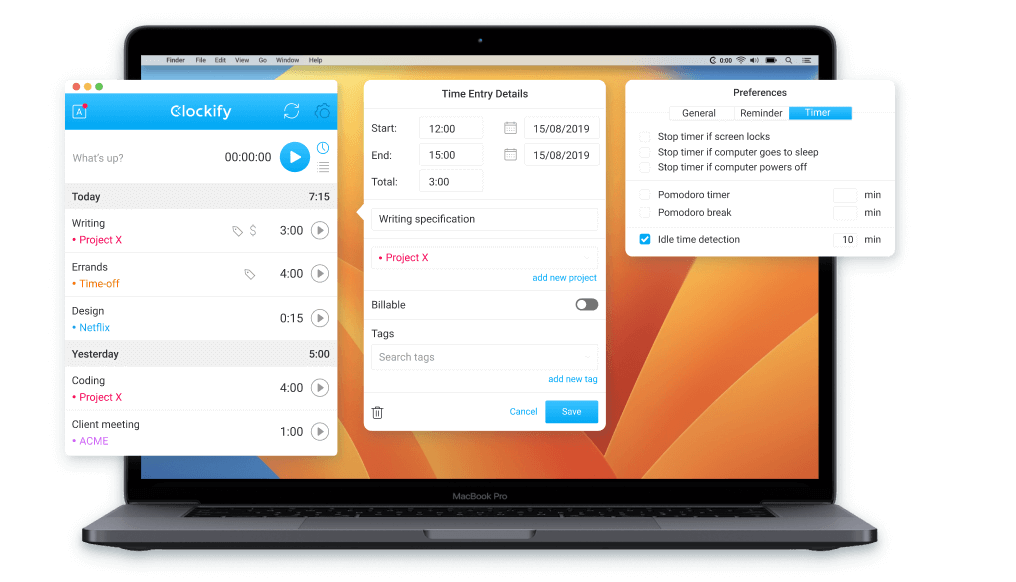 Aplicativos de desktop Clockify - Mac, Windows, Linux