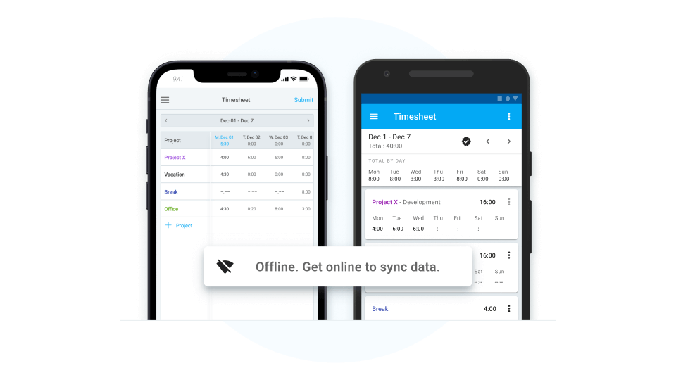 Offline timesheet