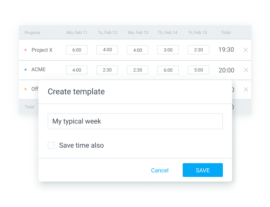 Timesheet - Clockify Features