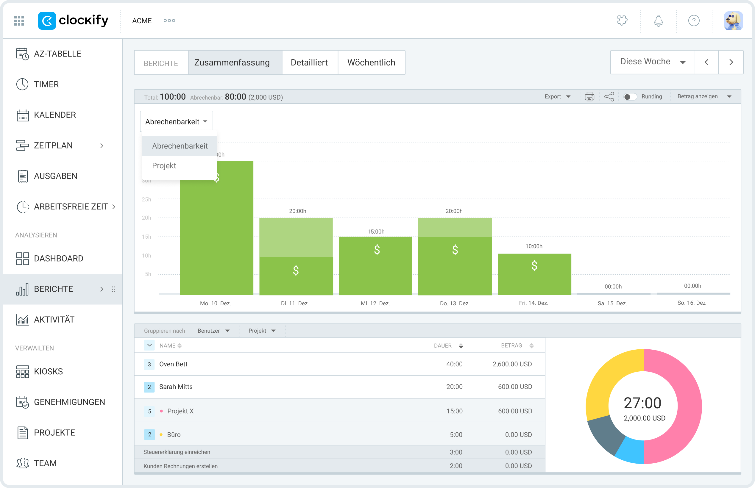 Web version of Clockify app