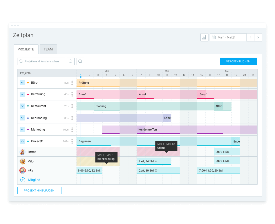 Projektplanung in Clockify