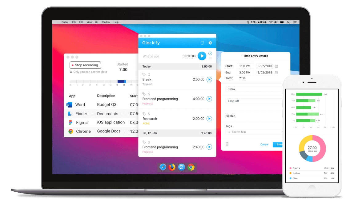 Software de reloj de fichar de Clockify