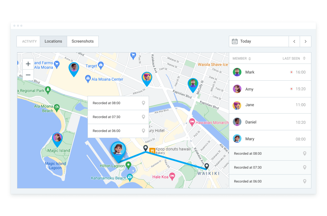 Recurso de rastreamento GPS no Clockify (captura de tela)