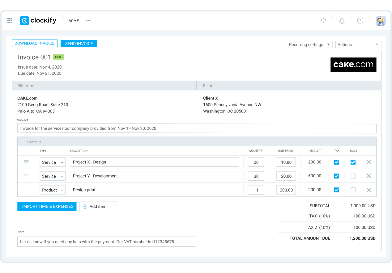 Invoicing