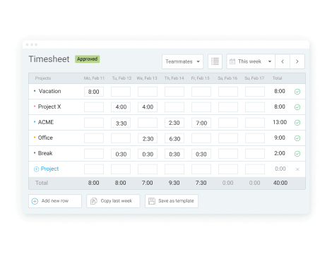 Approve timesheets