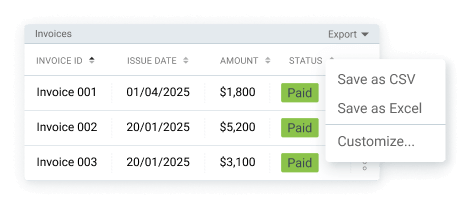Invoice export
