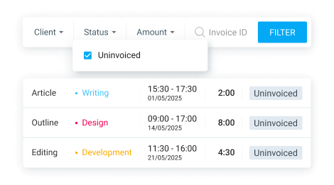 Uninvoiced hours