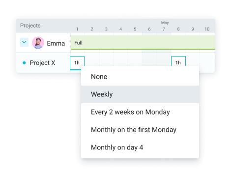 Repeat weekly