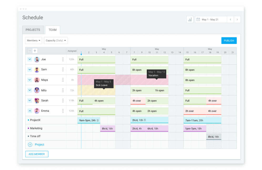 Team scheduling