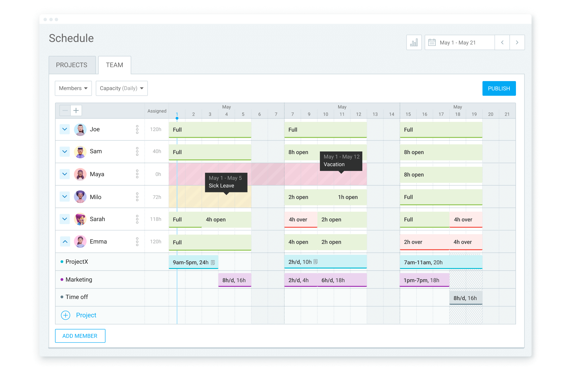 Team scheduling