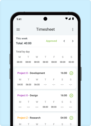 Enter time in timesheet