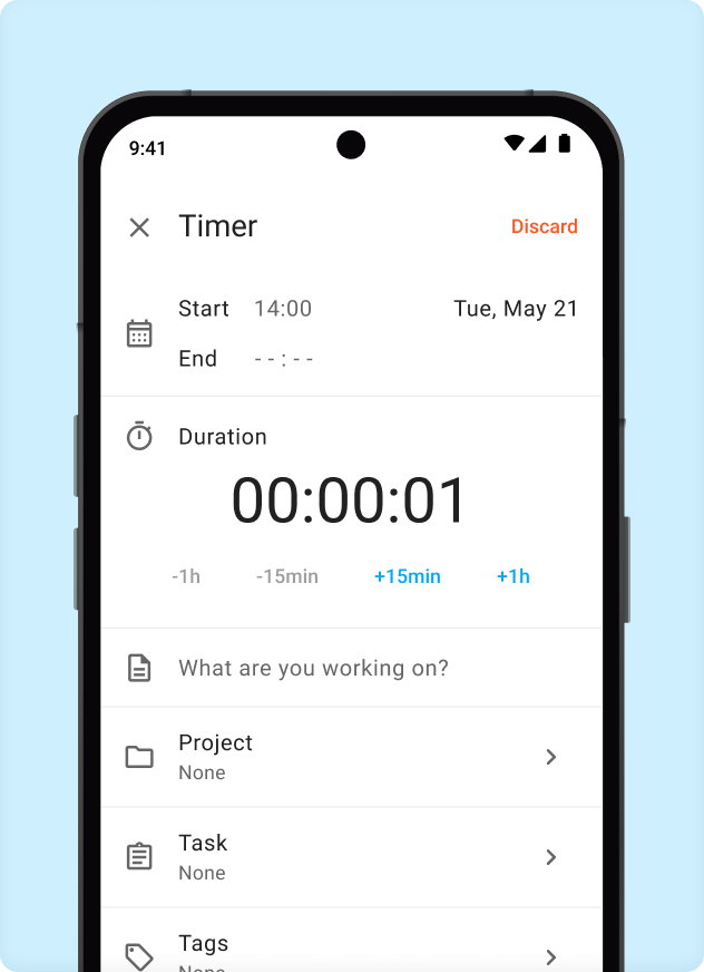 Timer clockify features