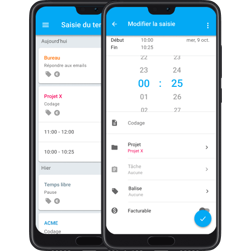 Appli mobile de time tracking et time tracker pour Android et iPhone iPad