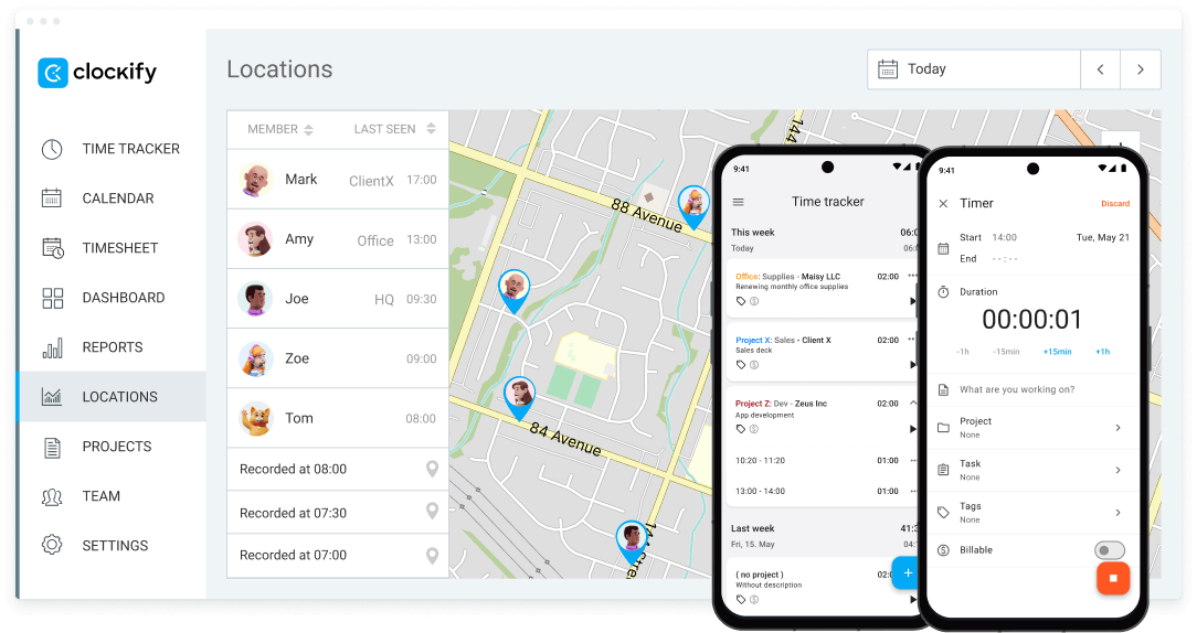 GPS Time Clock Tracker App For Employees Clockify 