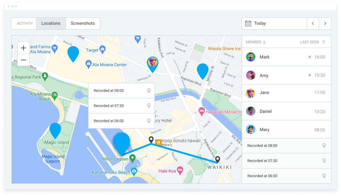 Localização GPS de funcionários com ponto marcado